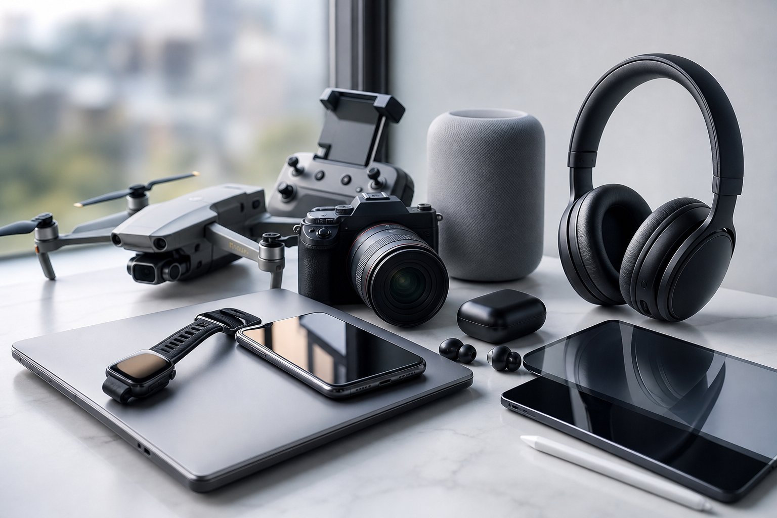 Electronics presented in premium context appropriate to the exact article subject