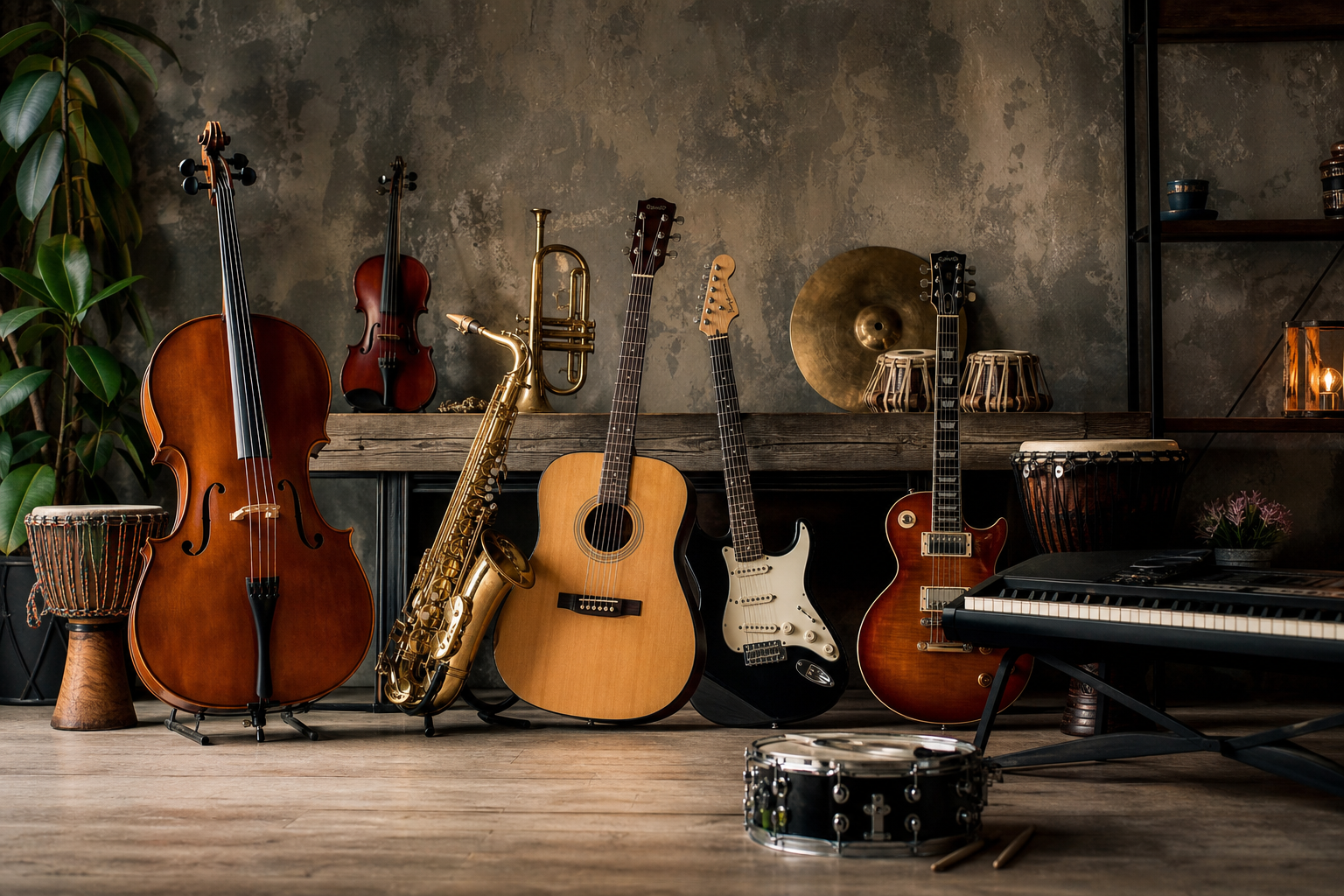 Musical Instruments presented in premium context appropriate to the exact article subject