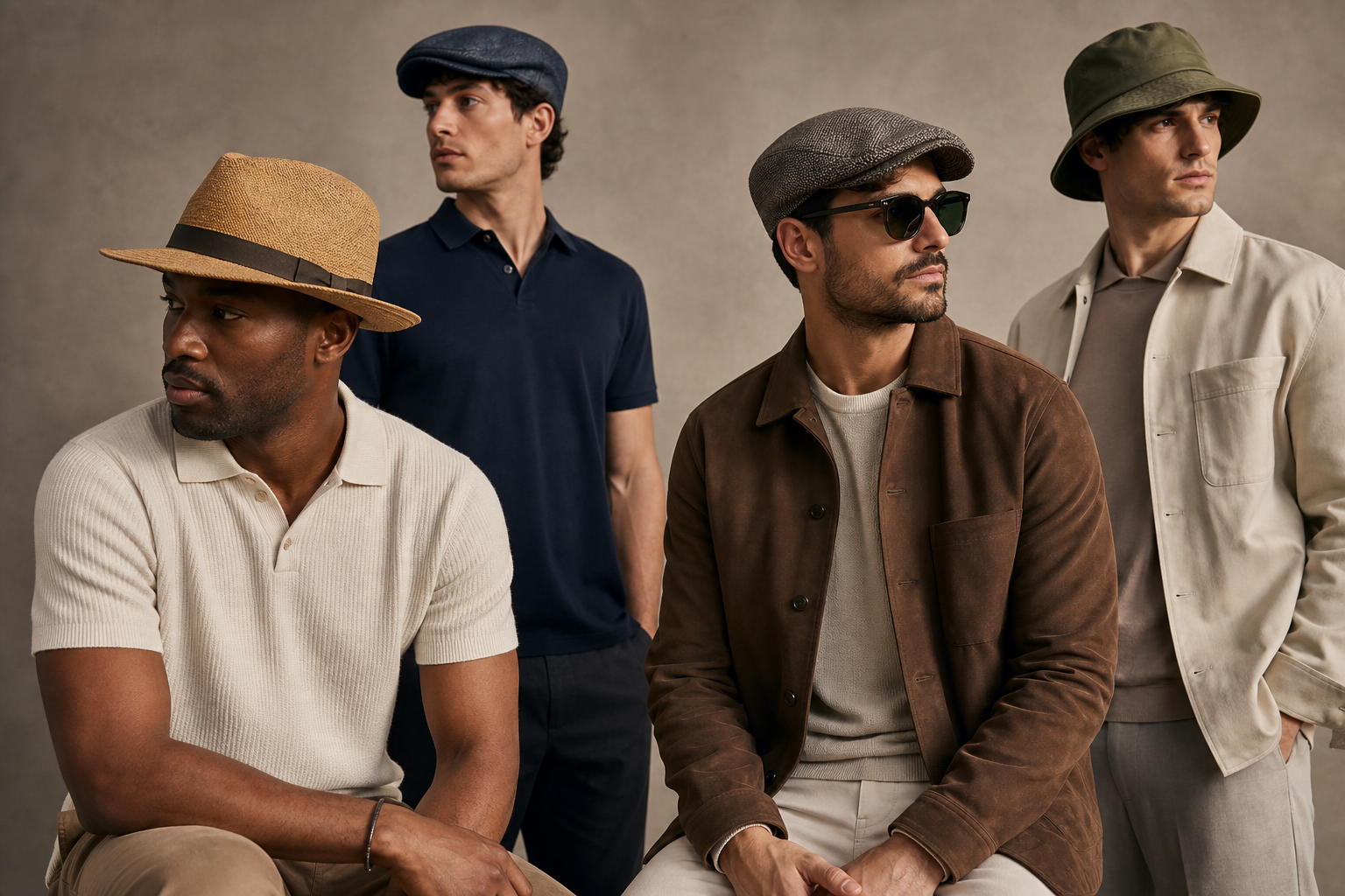 Men's fashion presented in premium menswear editorial, refined studio or sophisticated urban setting